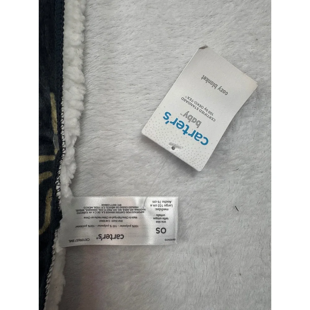 Carters Baby Cactus Print Sherpa Cozy Blanket Navy Blue White 30x40 NWT